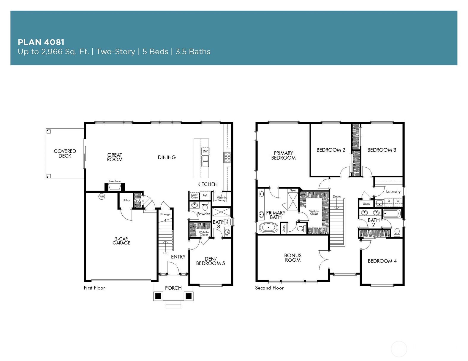 Open floor plan w/bdrm on main. Also has a powder room on main.