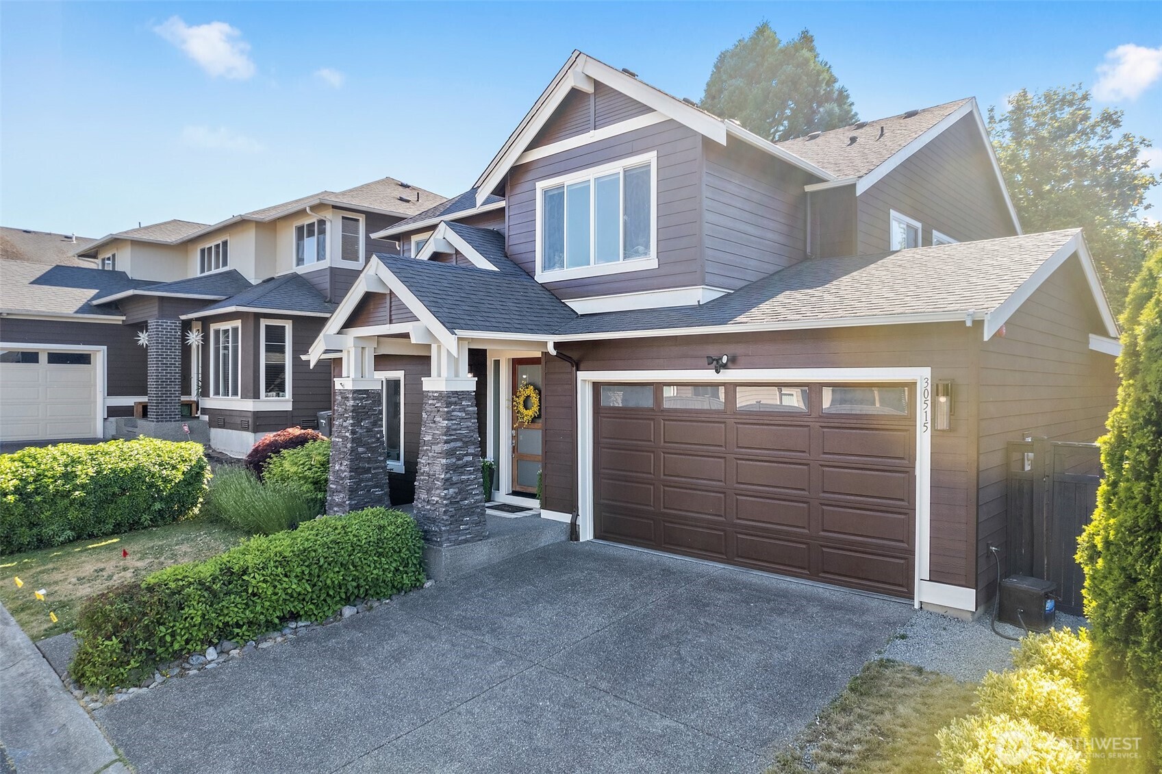 2 car garage with extra shop space in back.