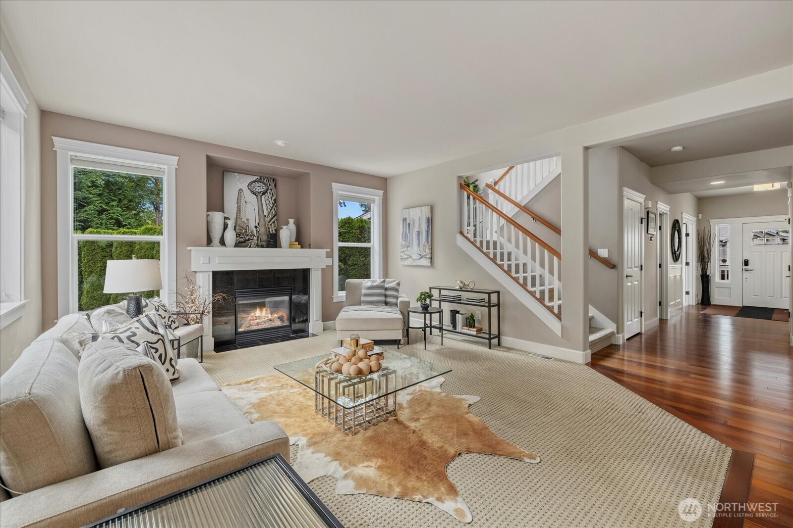 family room with fireplace...