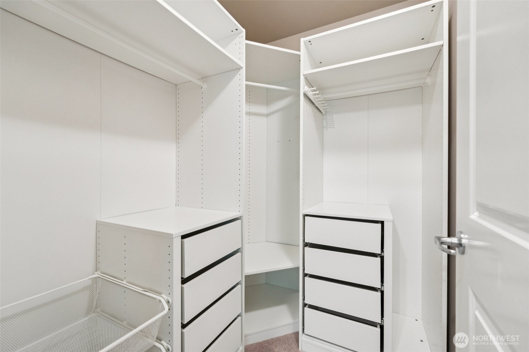Primary suite closet organizers
