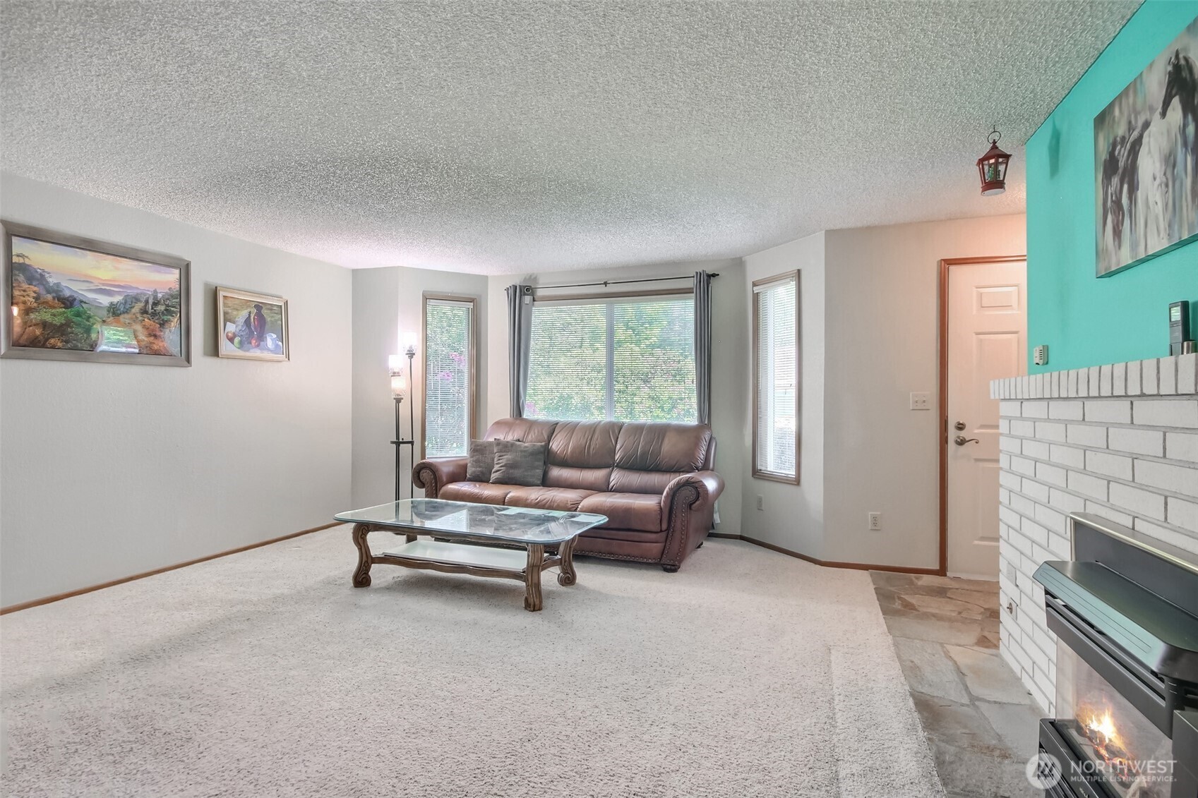 Great room with bay window