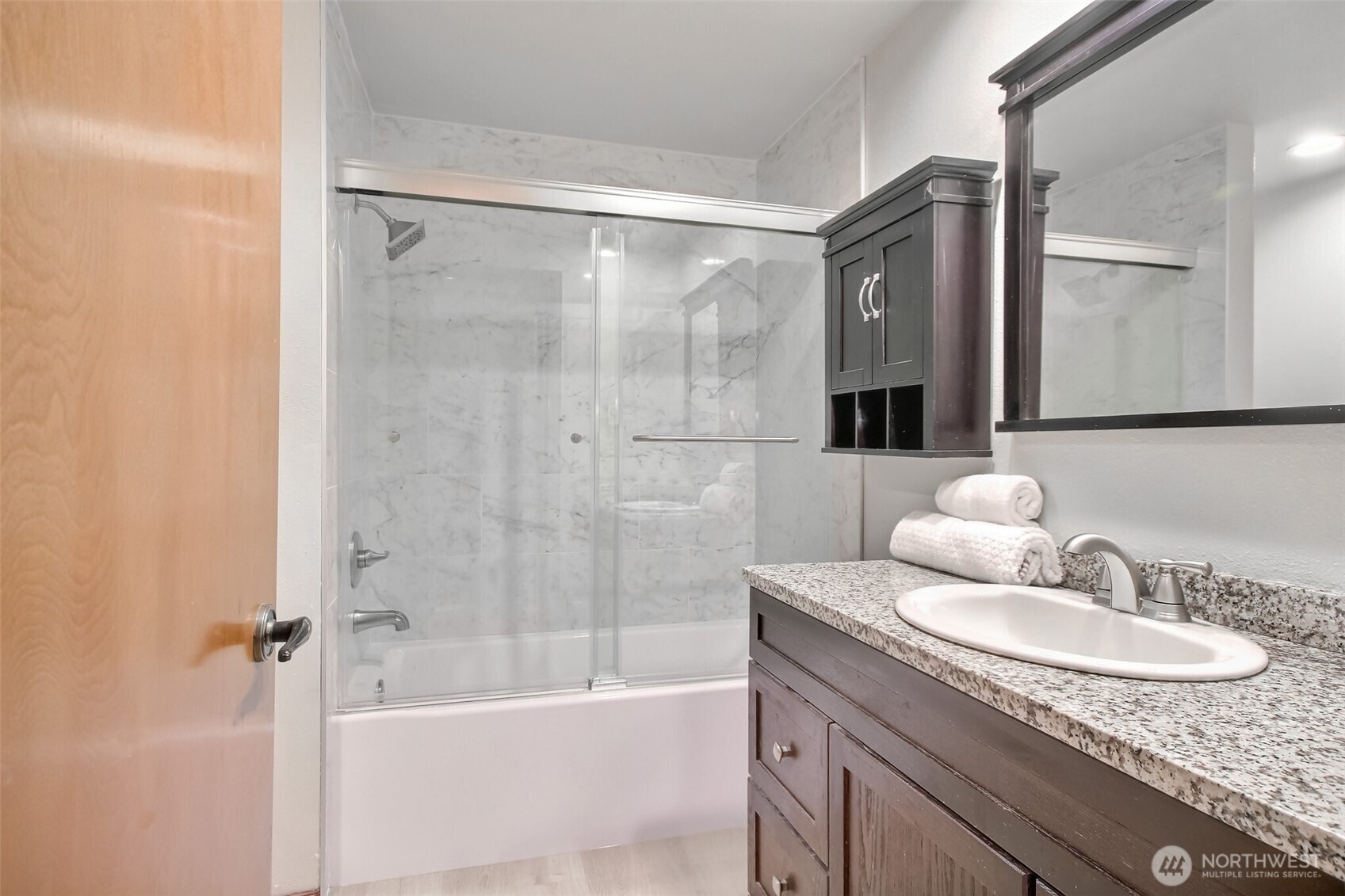 Full bath w/ new tub, new tile wall, new floor and new toilet