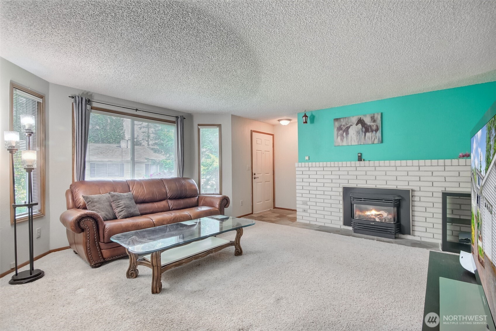 Cozy gas fireplace