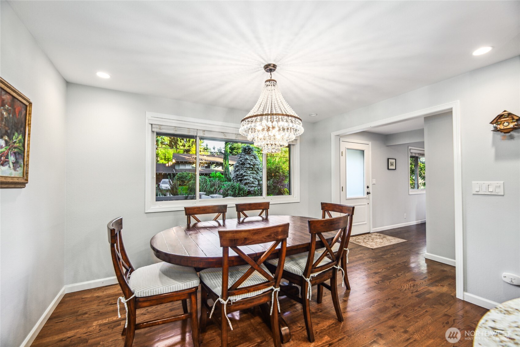 Dining room flows from kitchen making entertaining effortless.