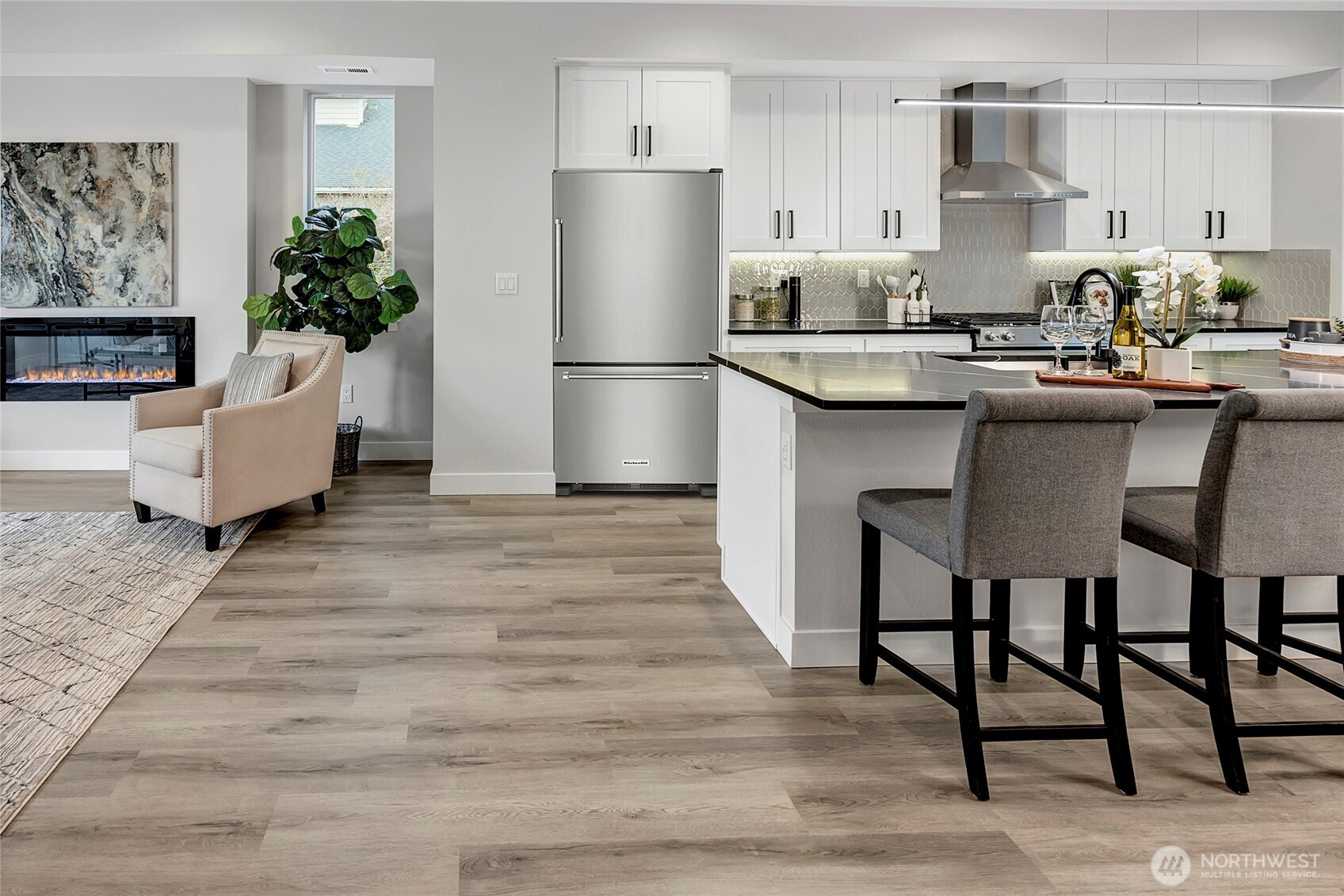 Spacious kitchen and living space