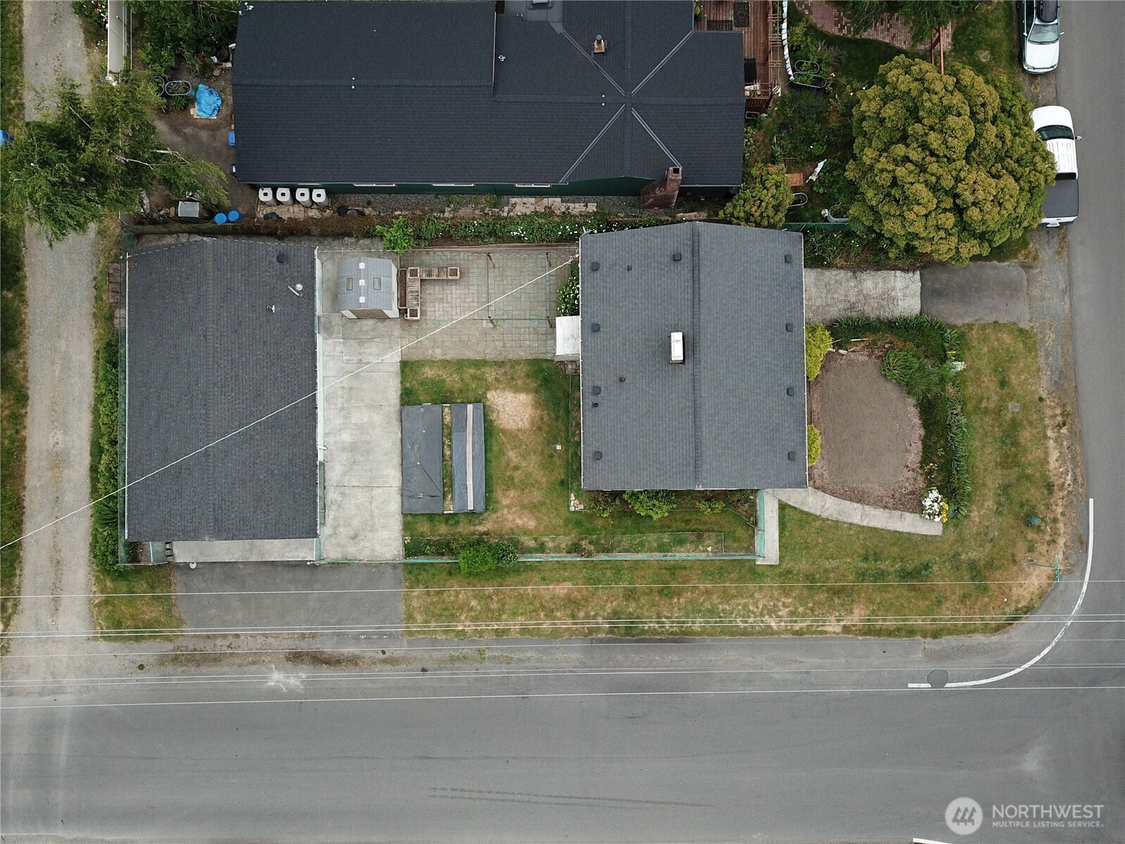 Aerial view of the property from Phinney Ave to the back alley. The opportunities here are endless!