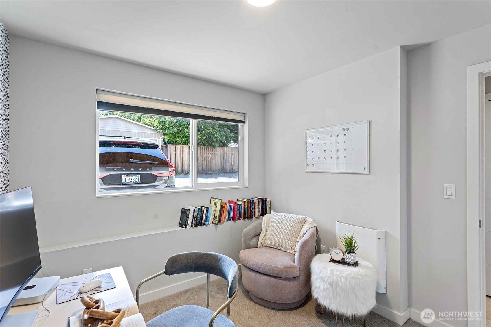 Home office with windows