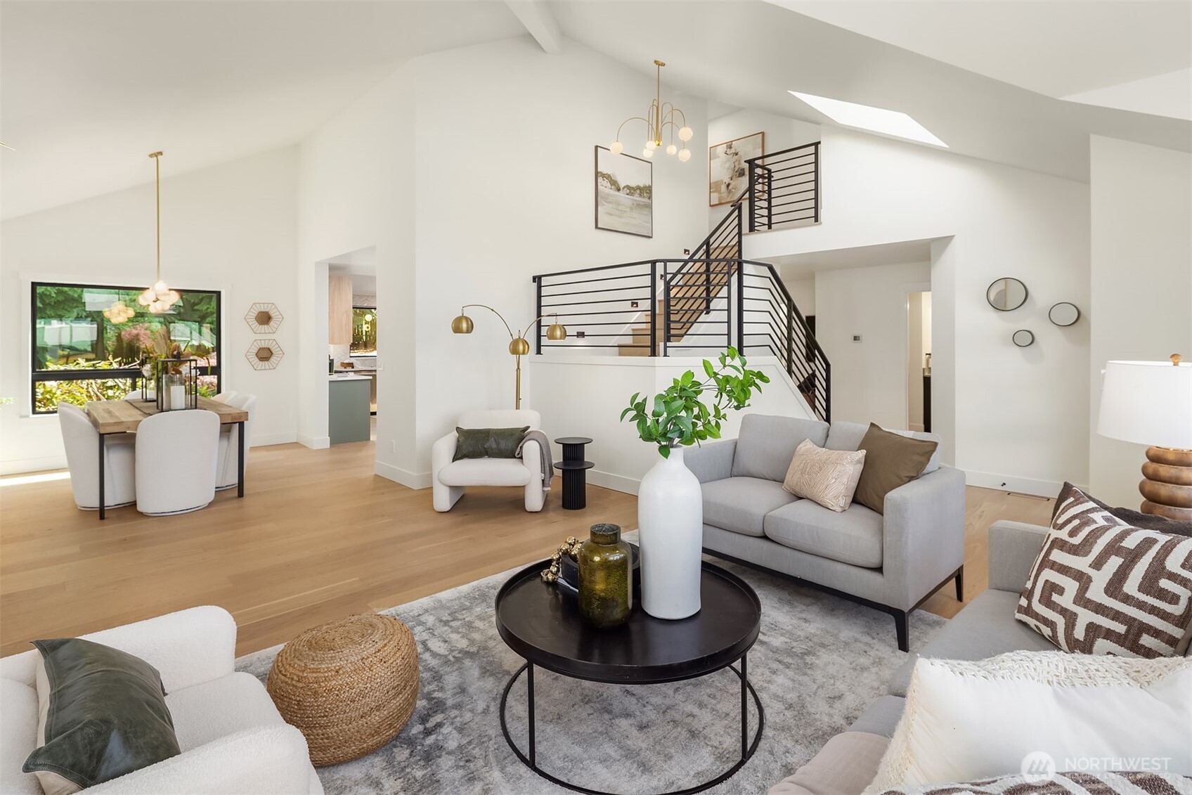 Living flows to dining for seamless entertaining.