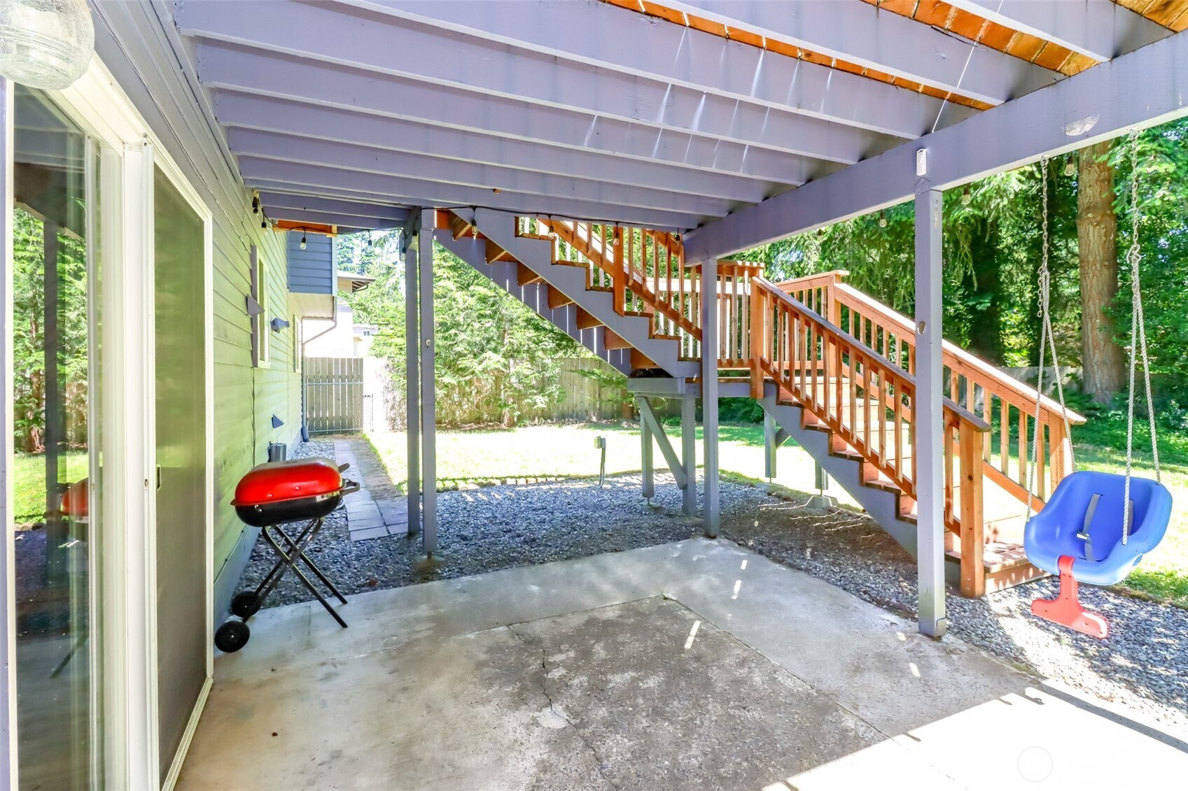 Large area under the deck for storage or entertainment.