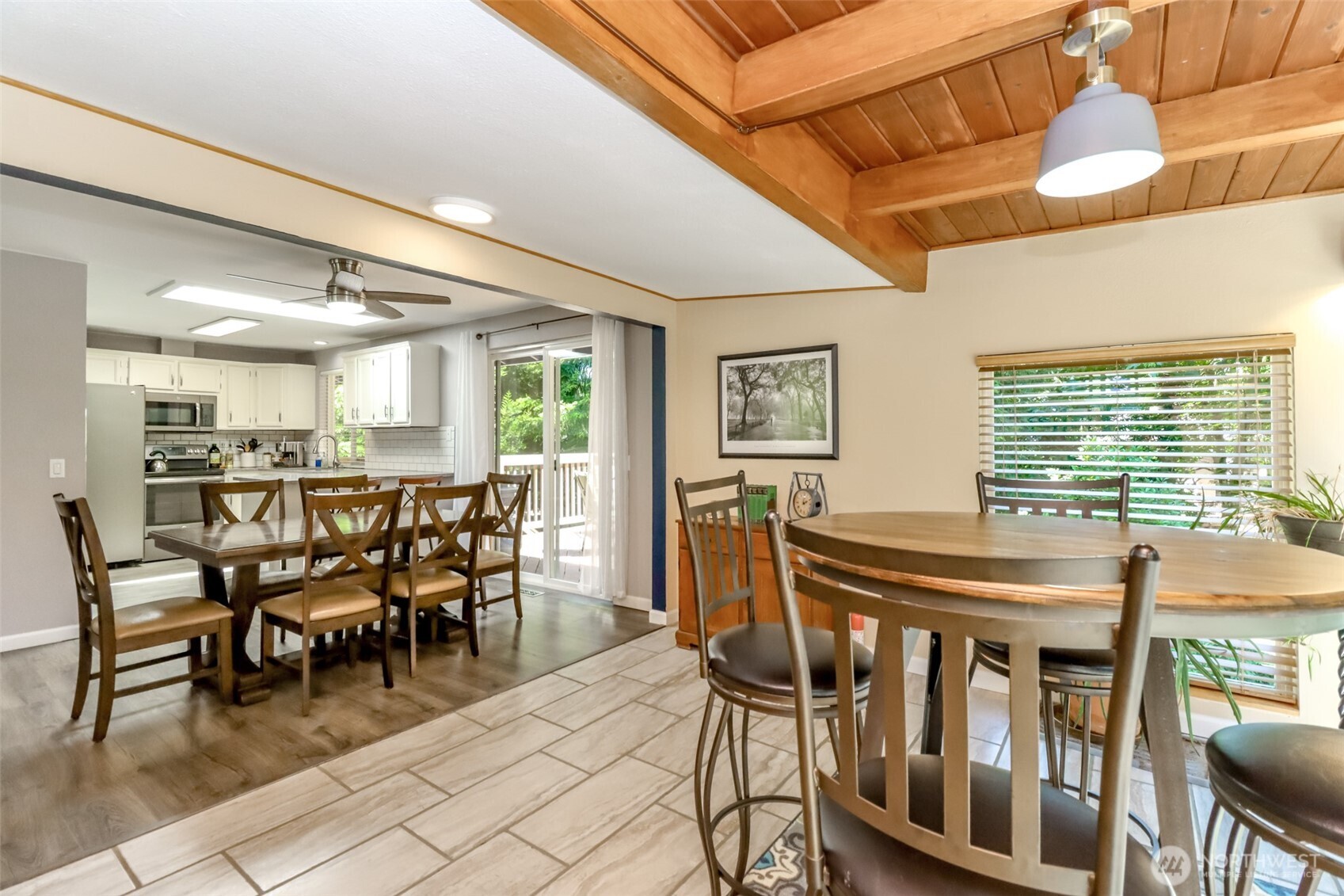 Tile floors make for easy cleaning.