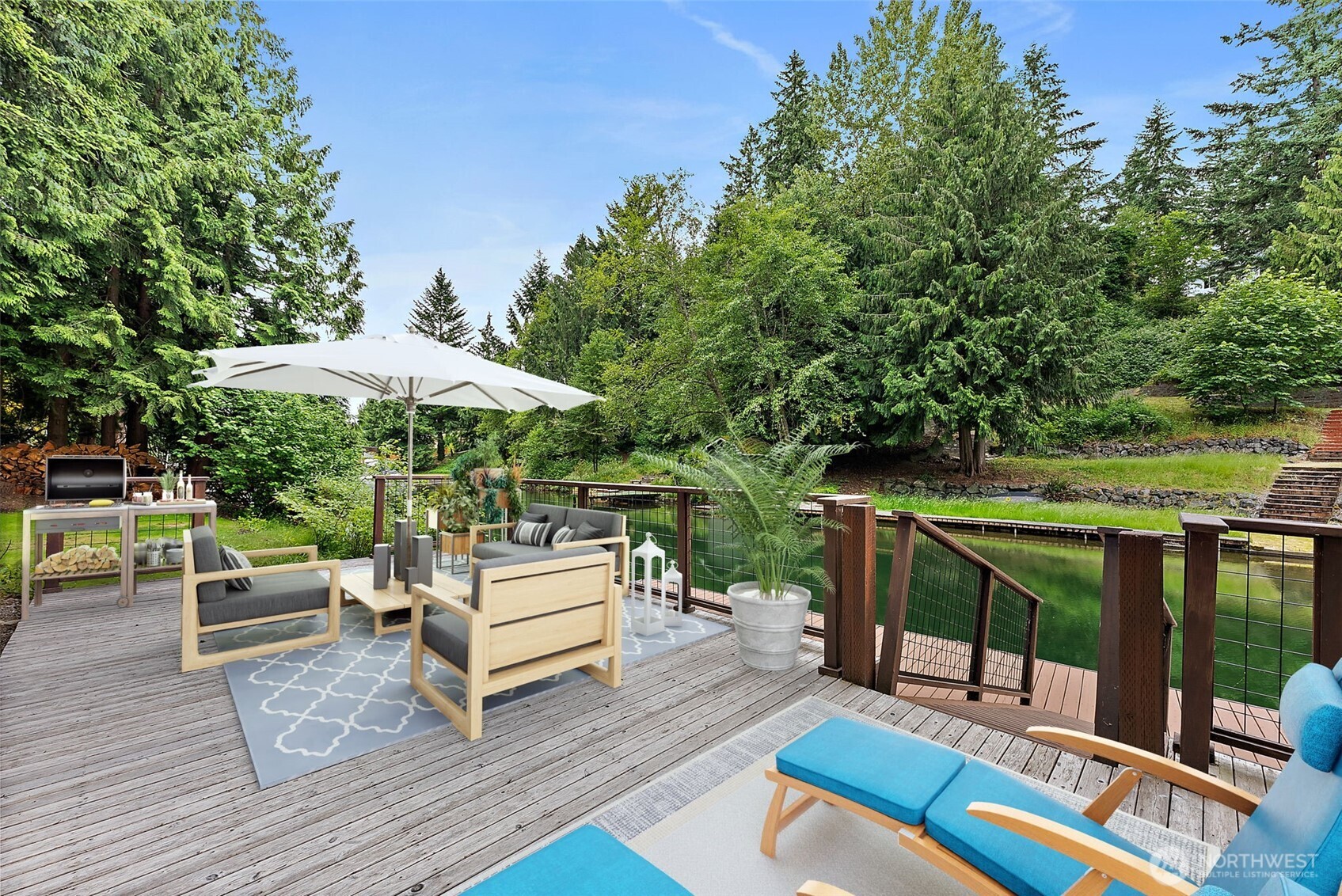 Deck by water-virtually staged