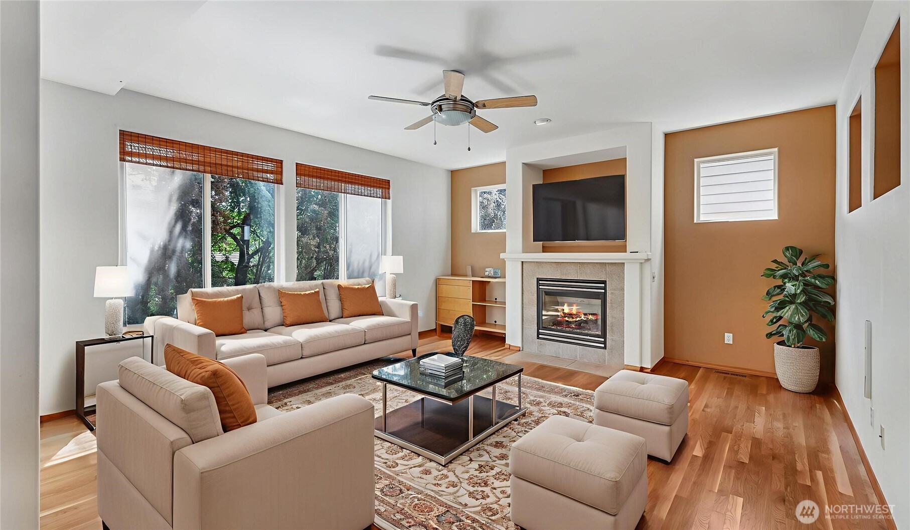 Living room virtually staged