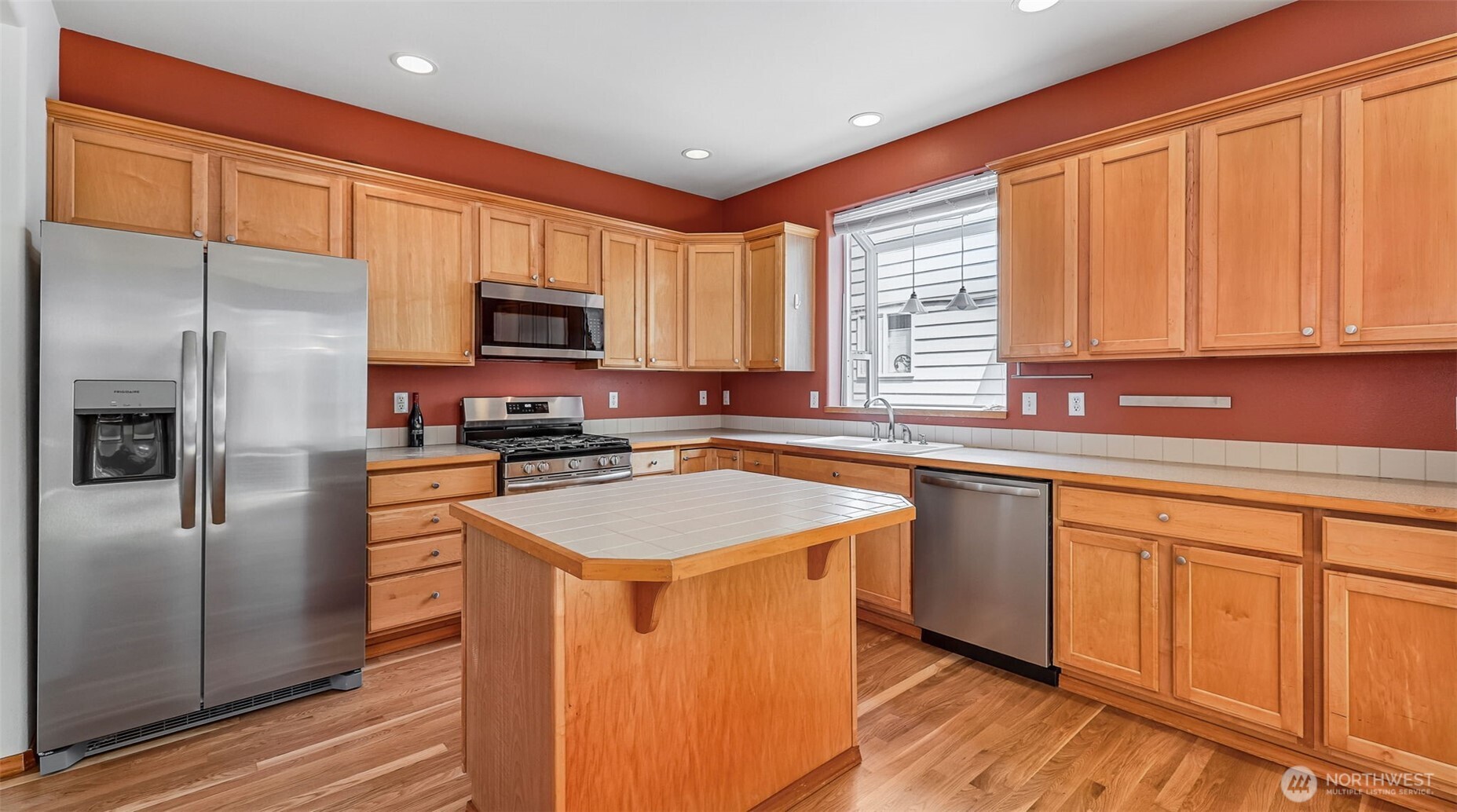 Brand new stainless steel refrigerator, stove, dishwasher and microwave.