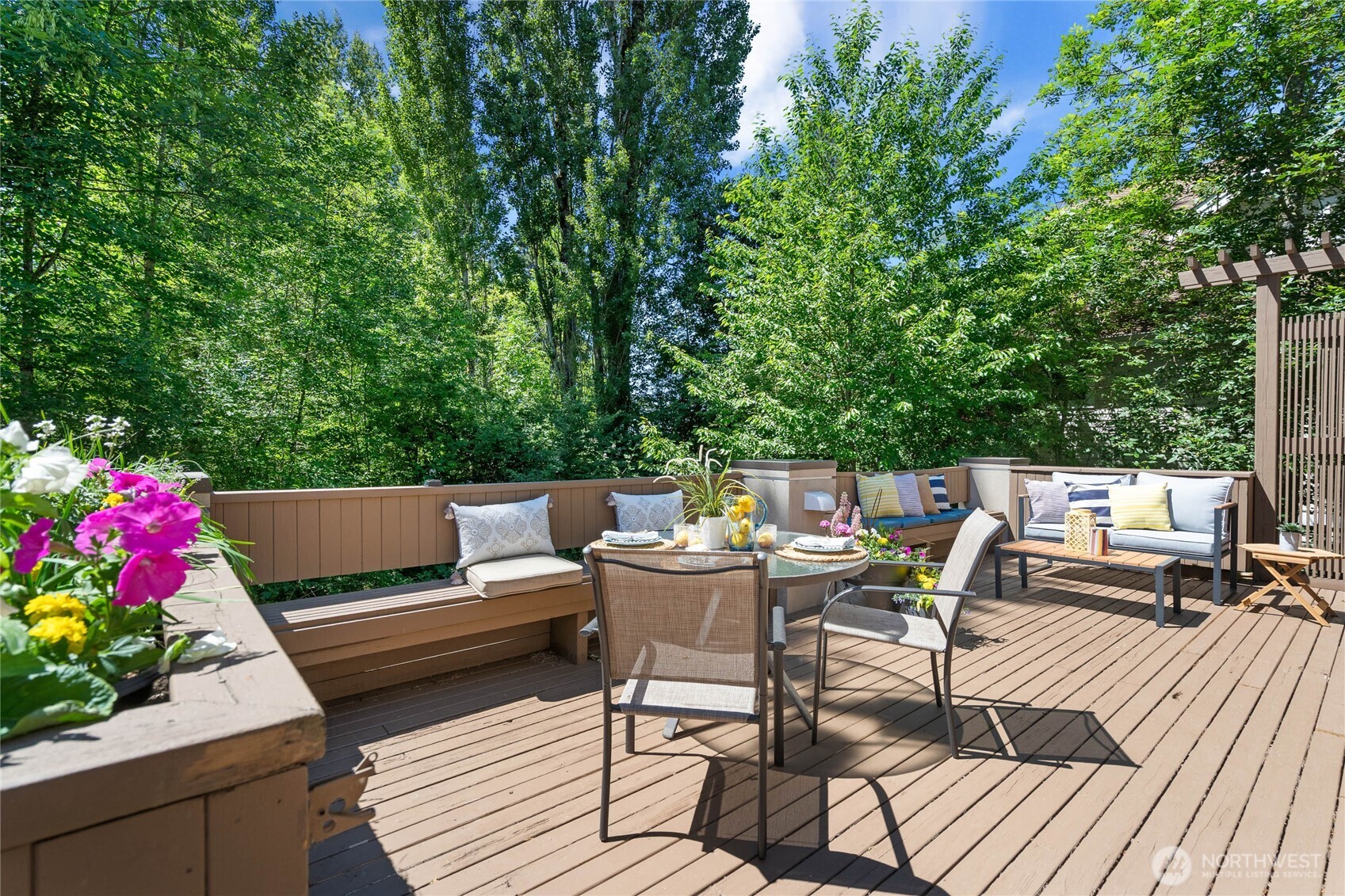 South Facing Rear Deck Surrounded by Greenery for Ultimate Privacy