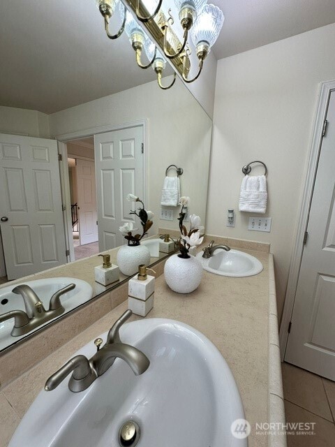 elegant tile double sinks