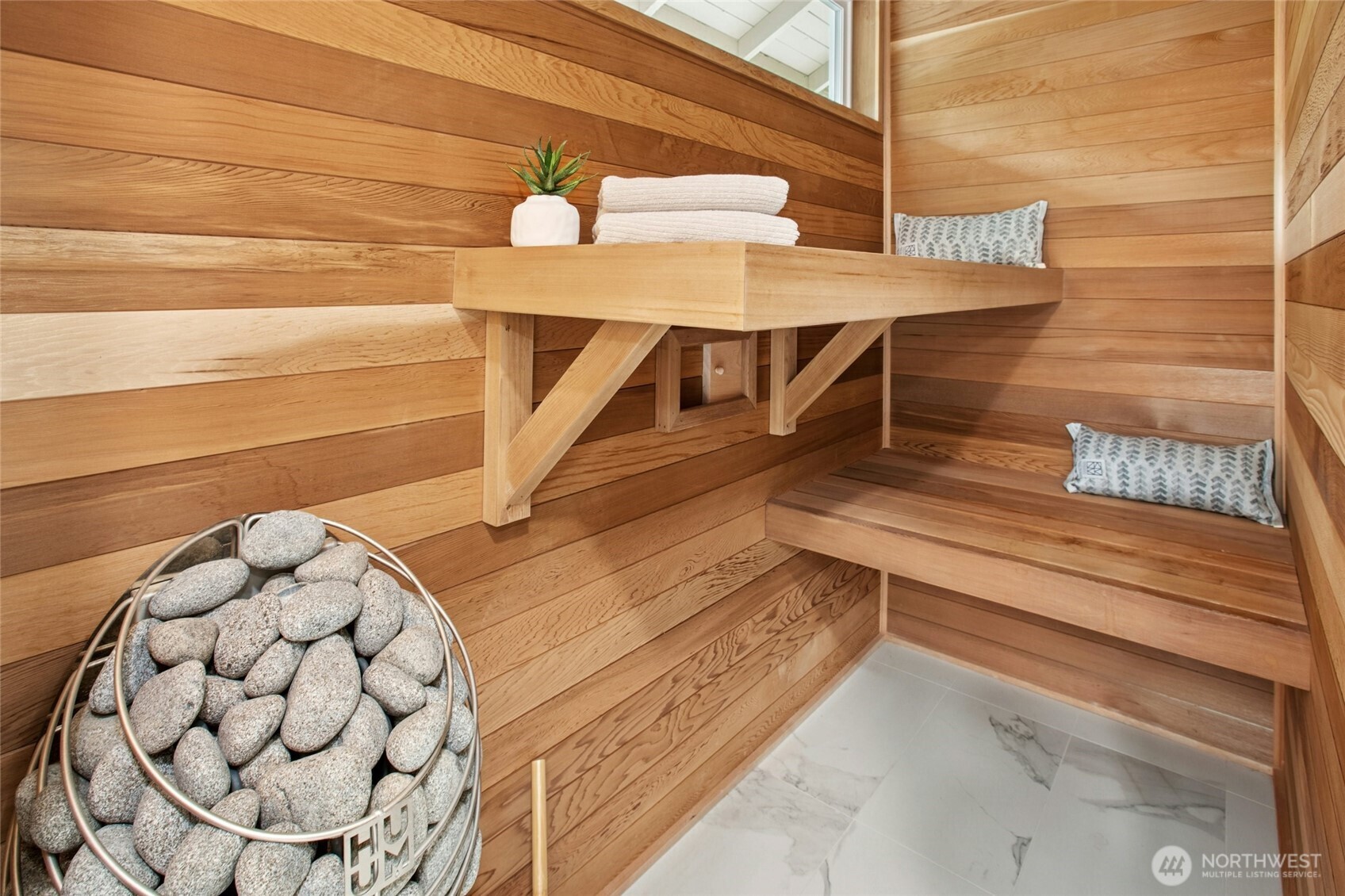 cedar custom built Sauna with Humm heater (award winning design and imported from europe https://huumsauna.com) and window.
