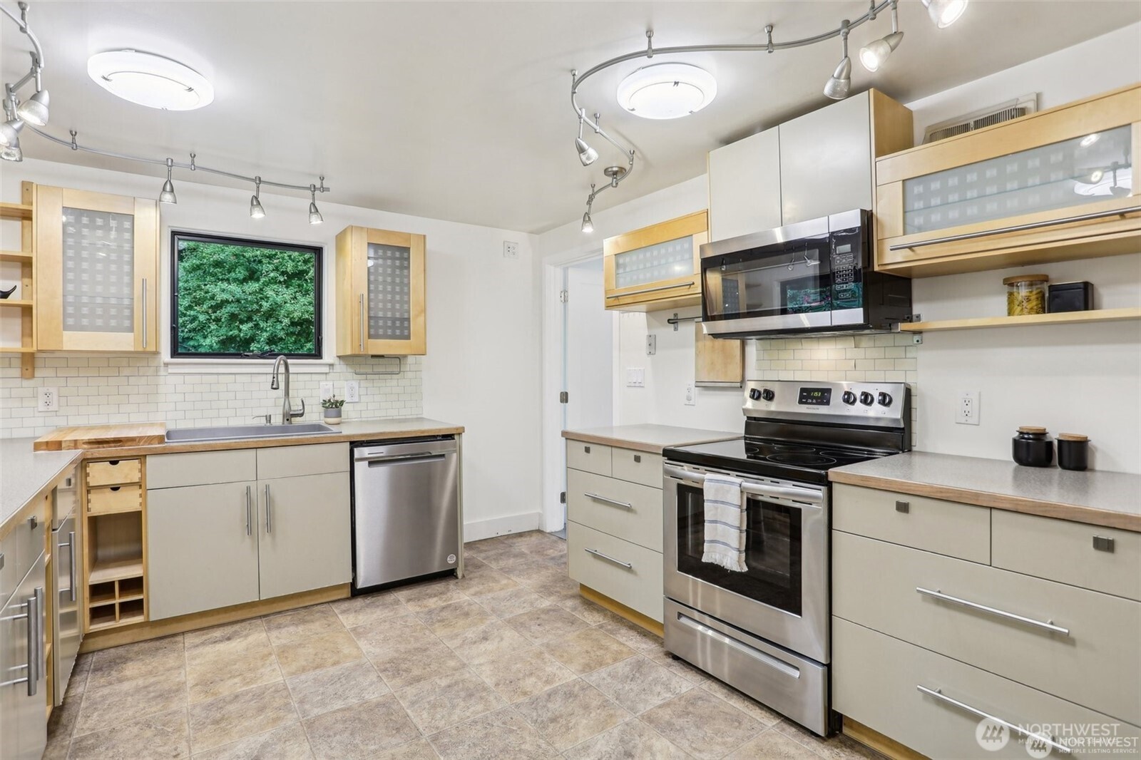 Stainless steel appliances.