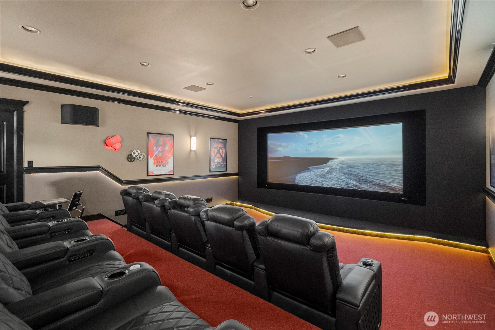 10 Valencia recliners w/electric lumbar, head-rests, drink holders, accent lighting - 7.1 Dolboy surround w/Atmos.