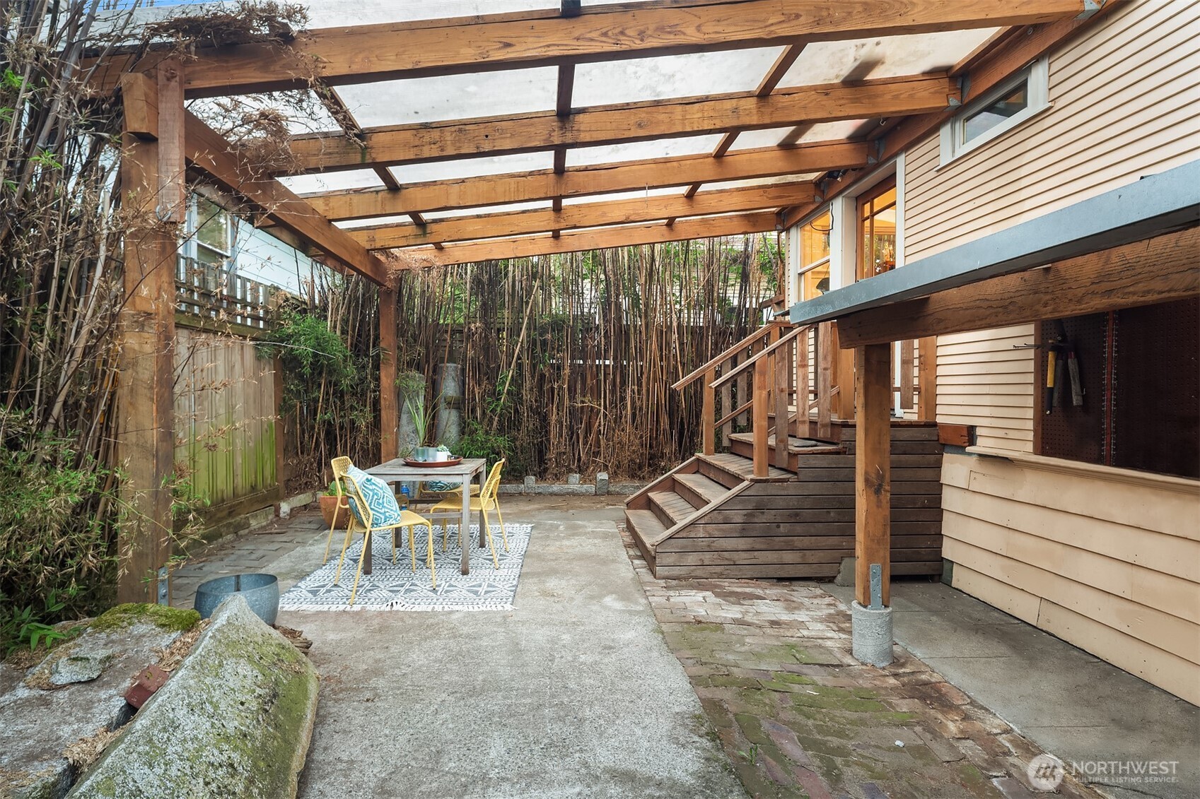Back yard is much better in person. It feels like you have wandered into an Indonesian Cafe.