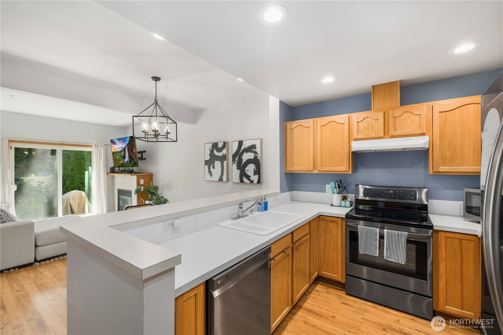 Newer stainless steel appliances.