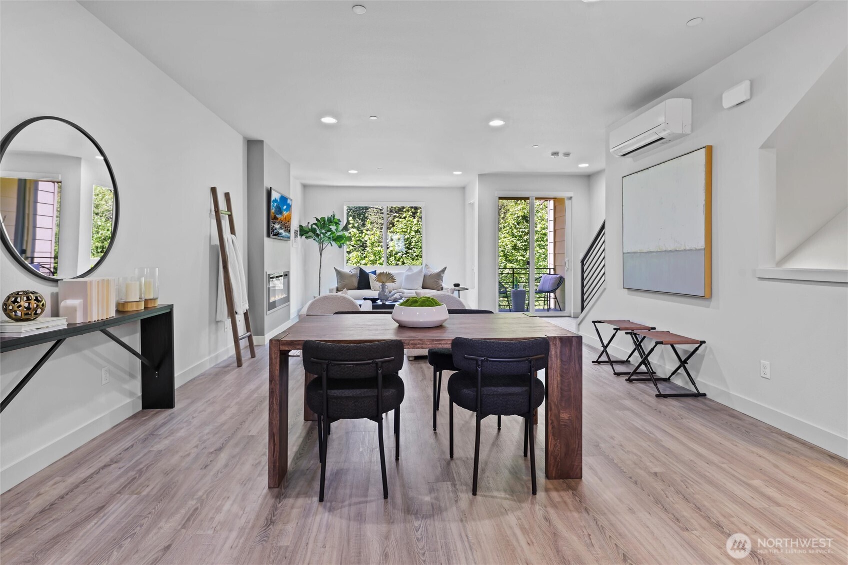 Dining room fits a large table for gathering and entertaining.