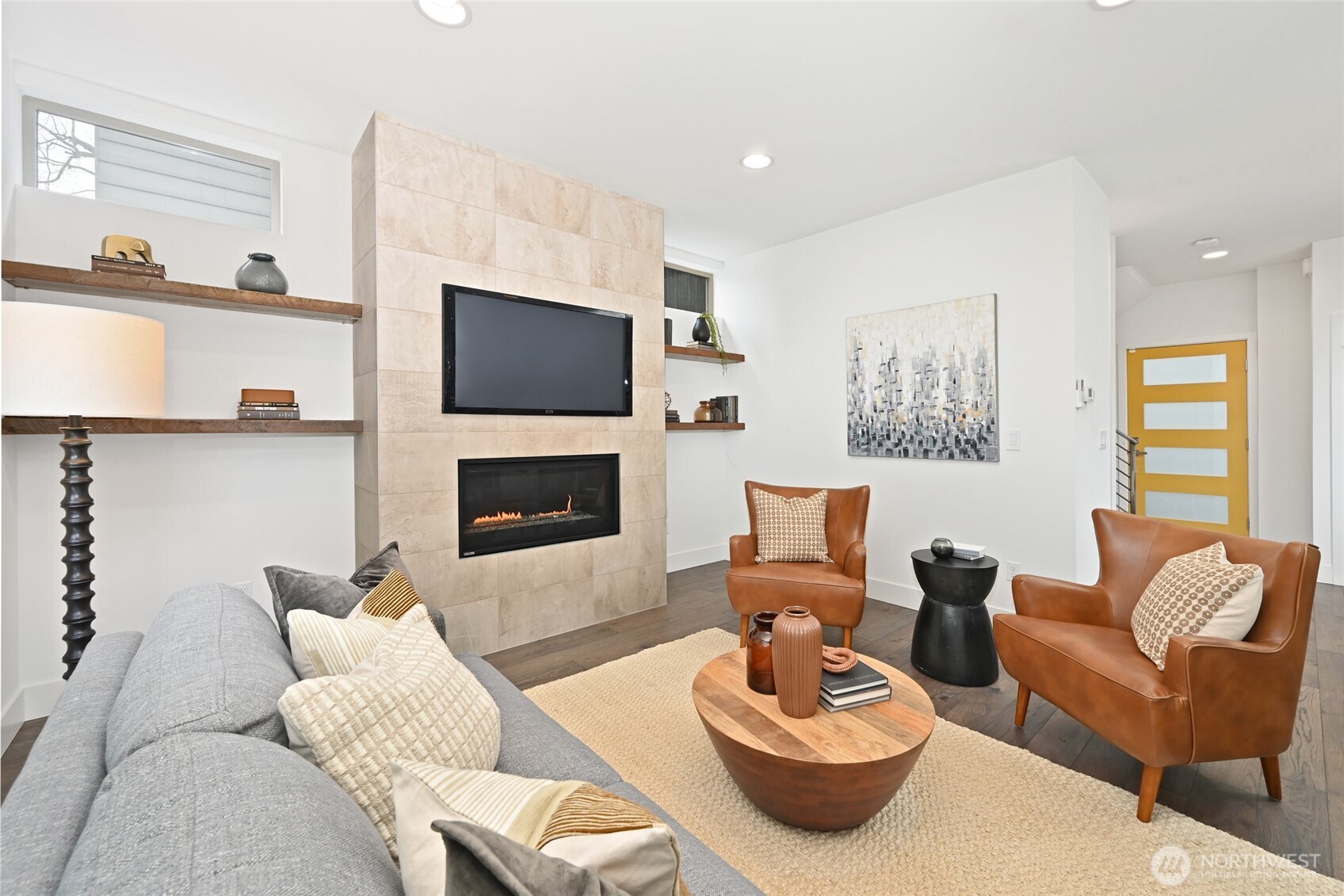 Custom gas fireplace.