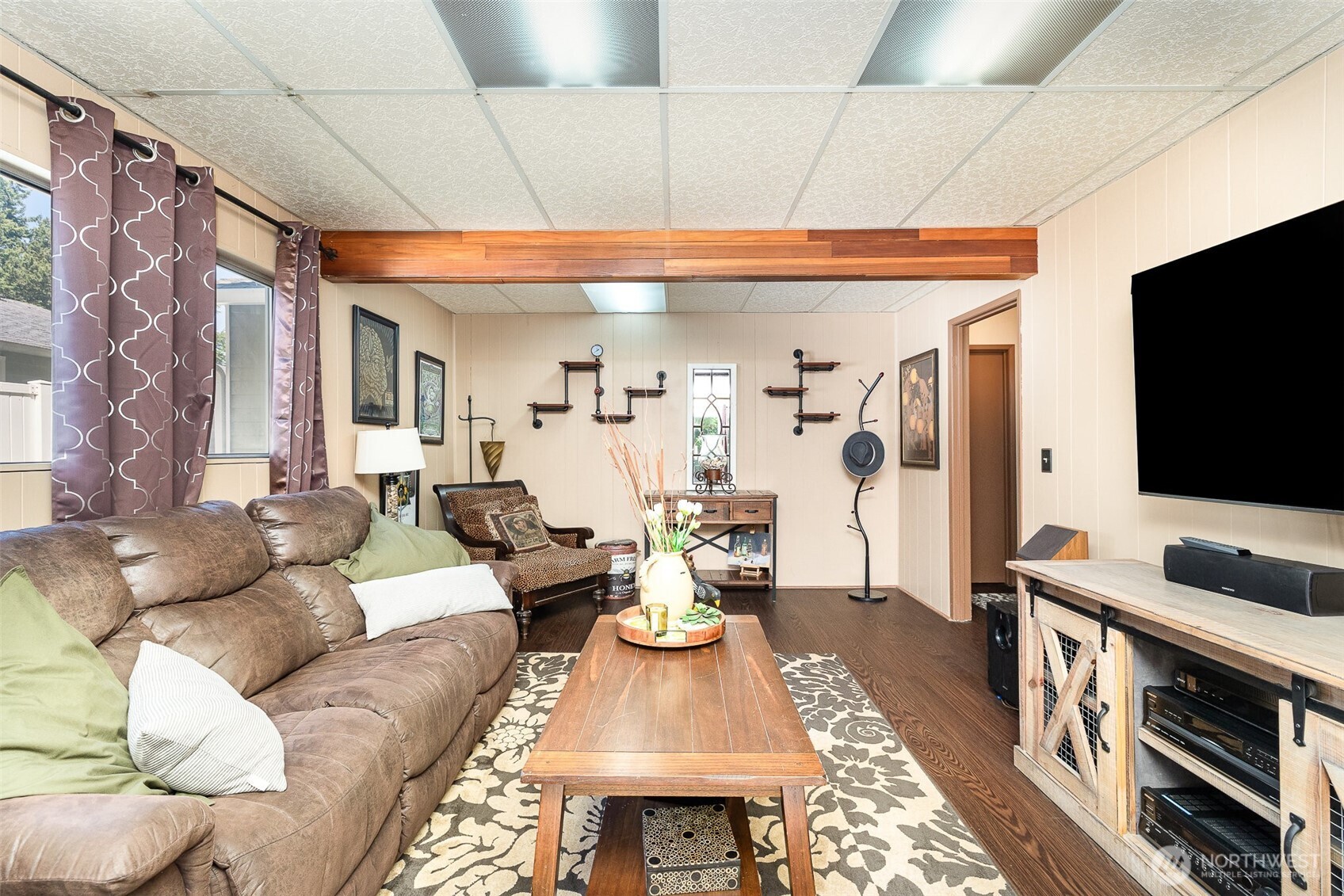 Great space to have as a game room or media room.