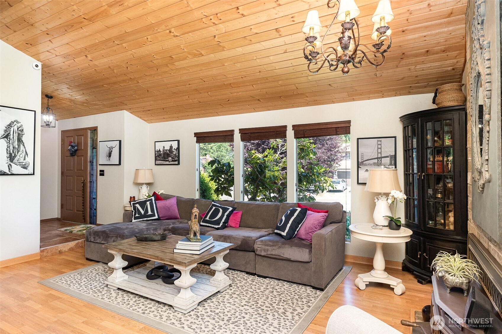 Abundance of bright natural light with huge windows.