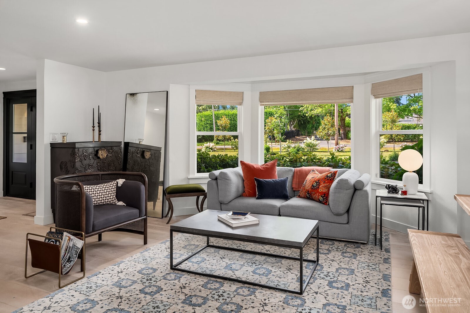 Bright bay windows & new interior window coverings