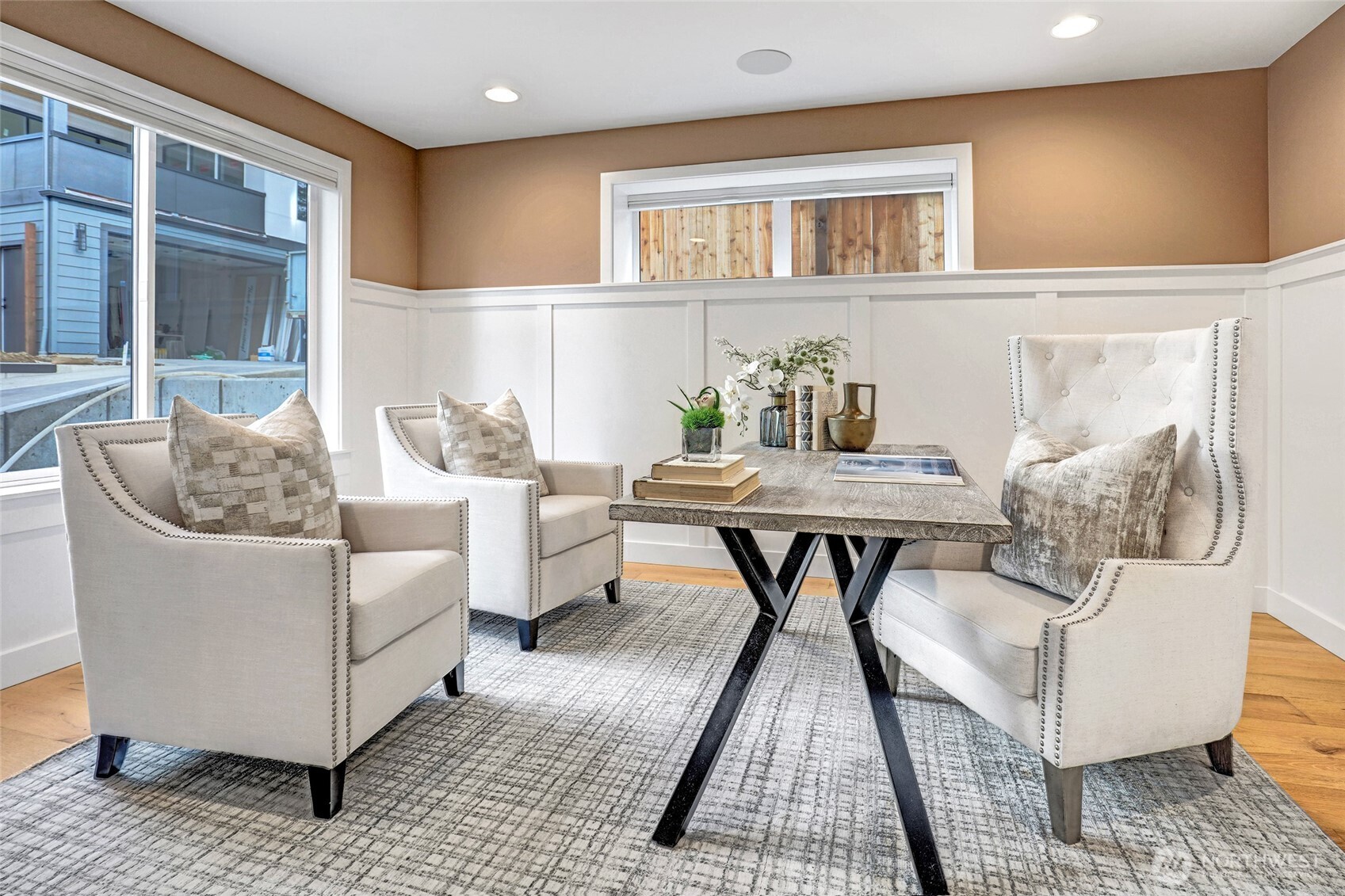 Home office adjacent to the front door is the perfect place to stay organized and get things done!