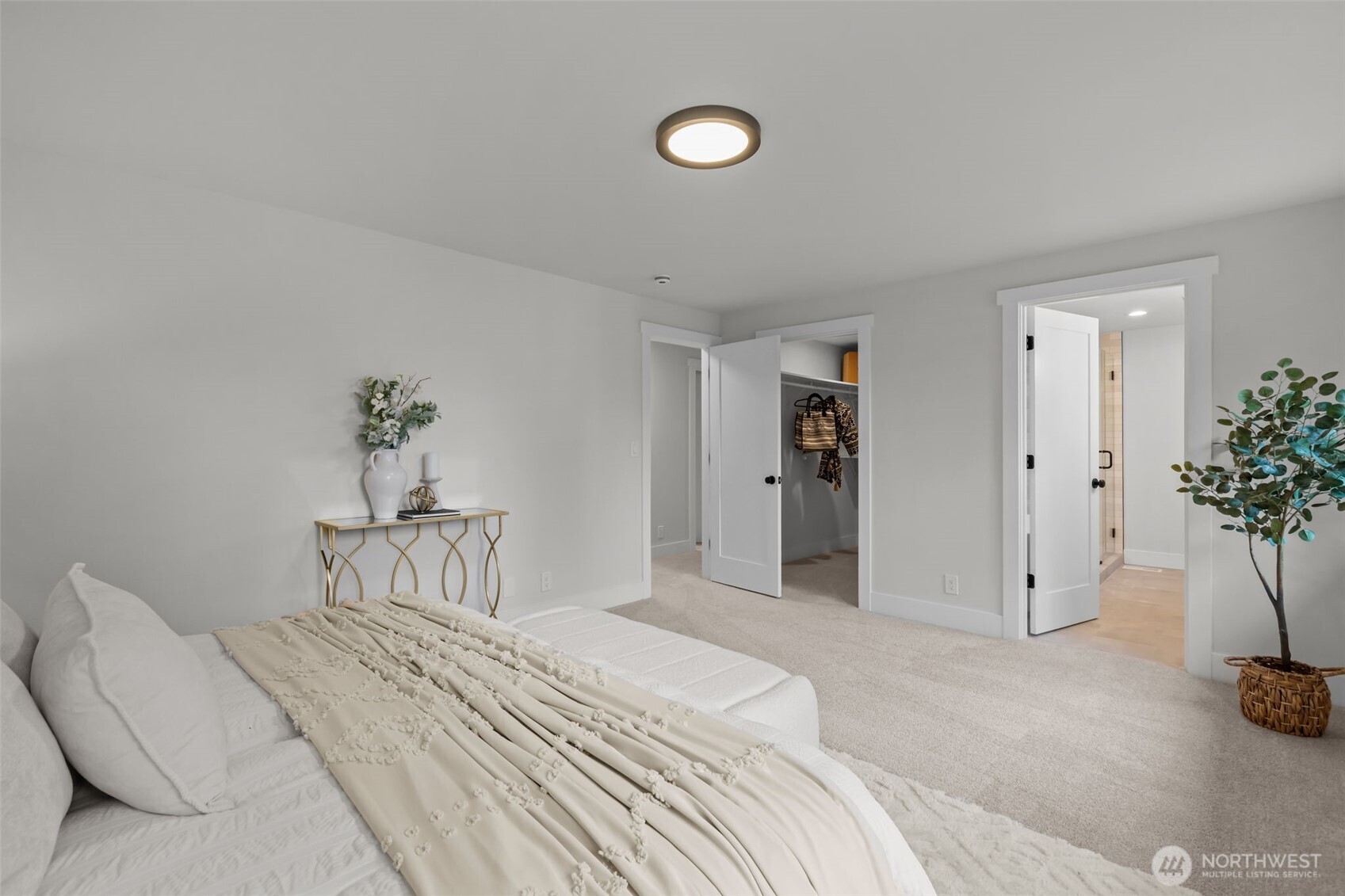 This retreat features a walk-in closet, and five piece ensuite bathroom.