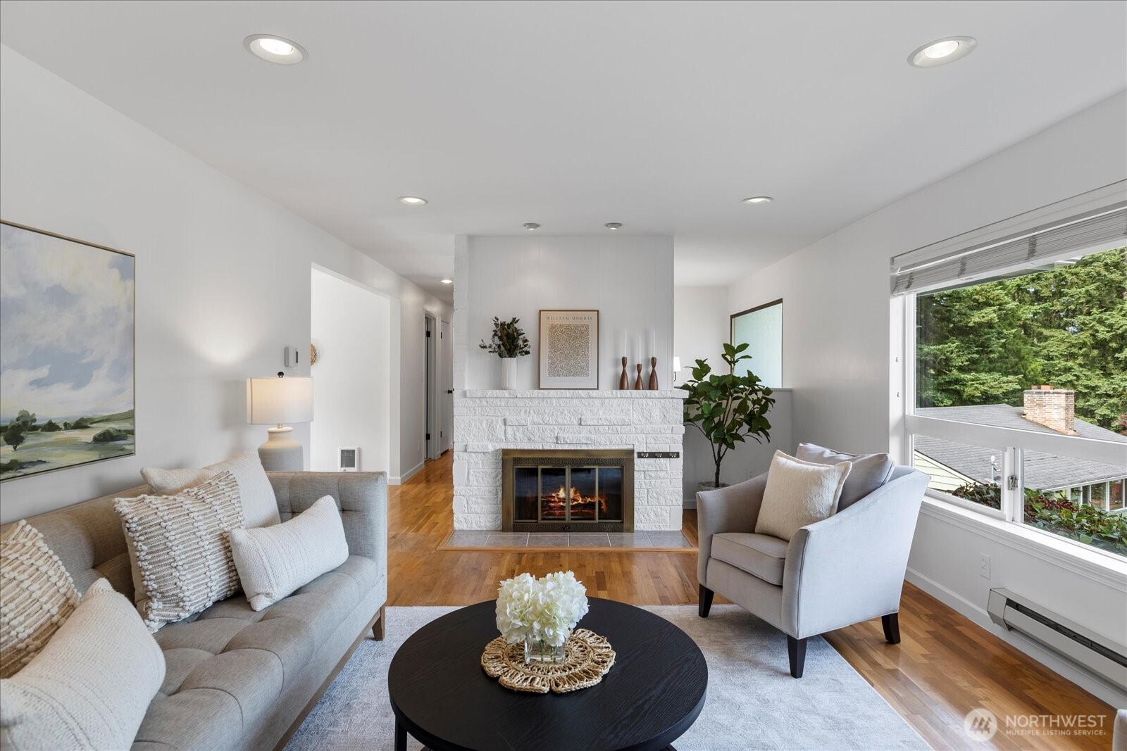 Living room with fireplace