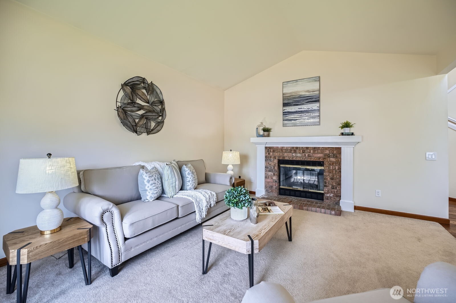 Living room with fireplace
