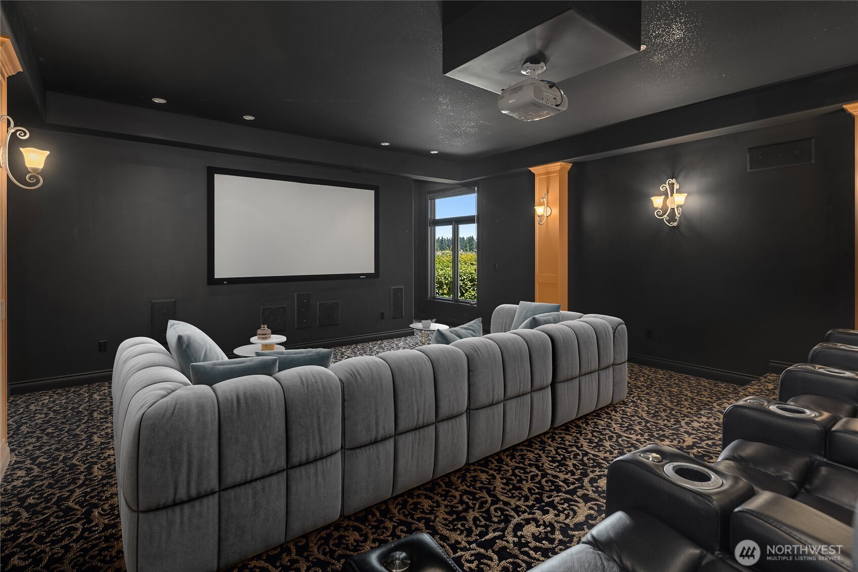 Media room w/Royal Cinema seating - leather lounge & reclining chairs.