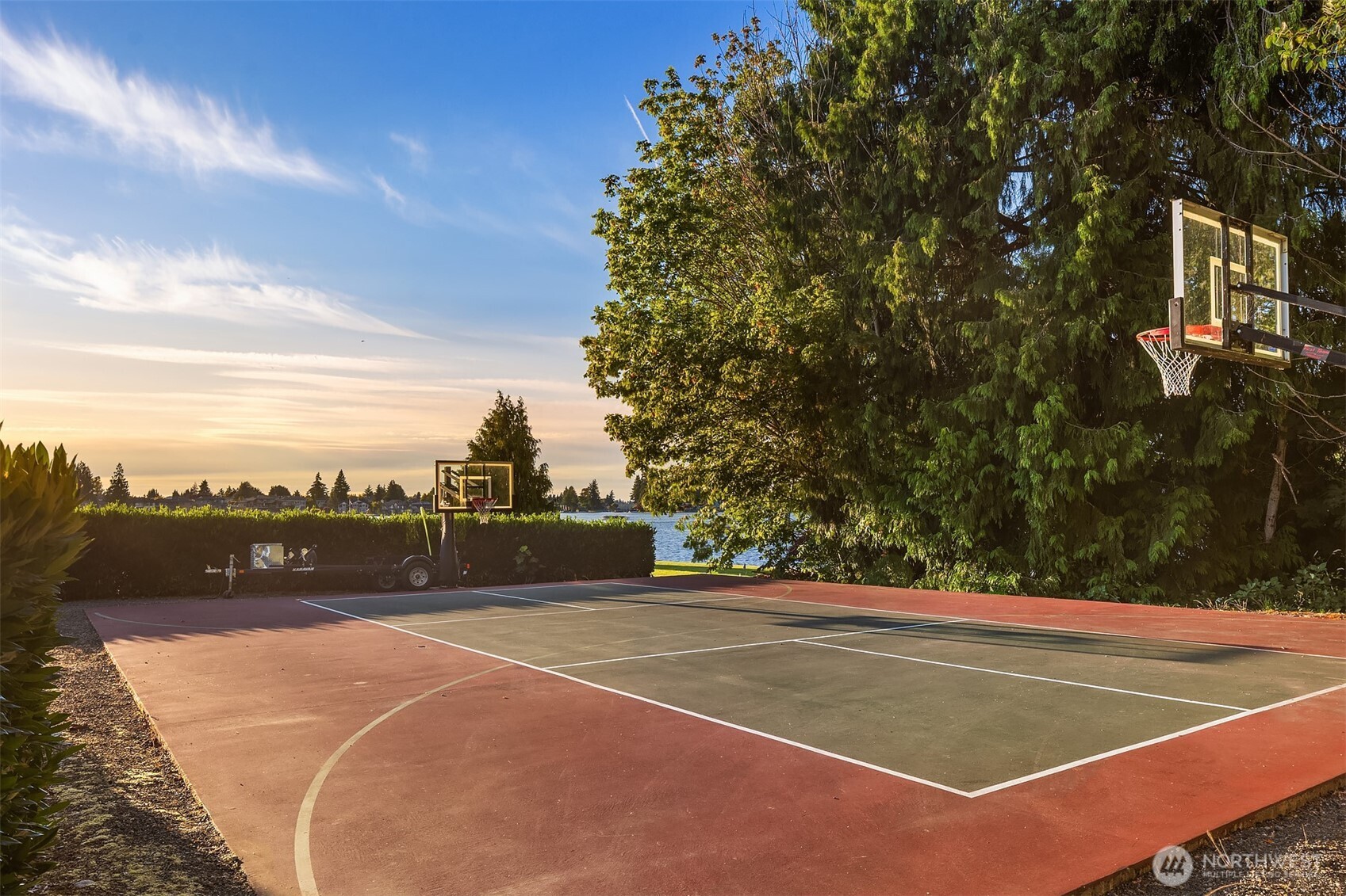 Fully adjustable sports court for Basketball, Pickleball, etc.