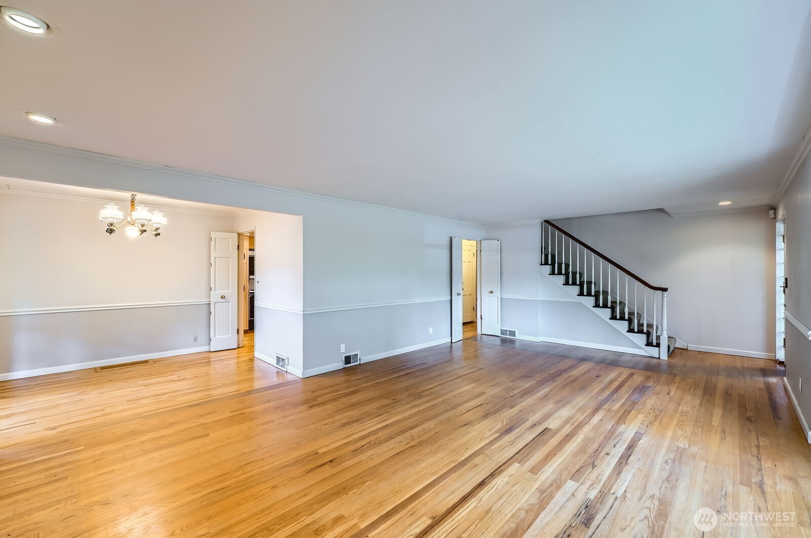 Open living room & dining space