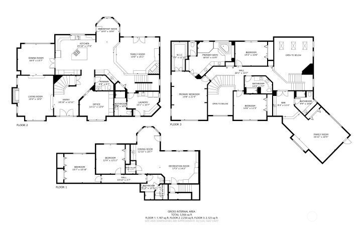 Floor plan for all 3 levels