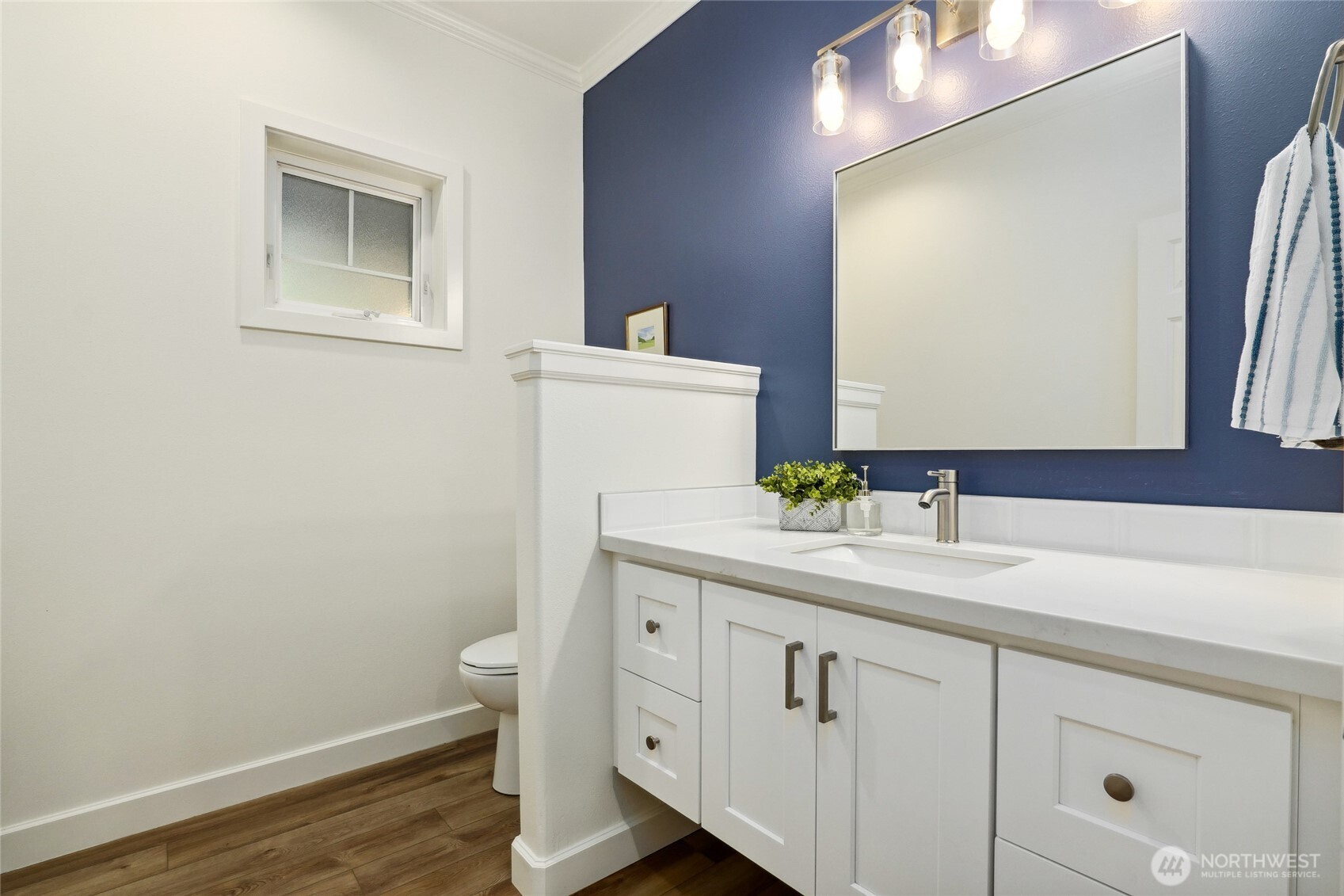 Powder room with vanity sink