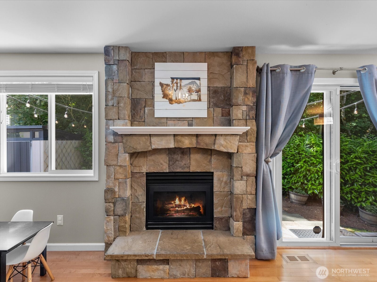 Custom stone gas fireplace