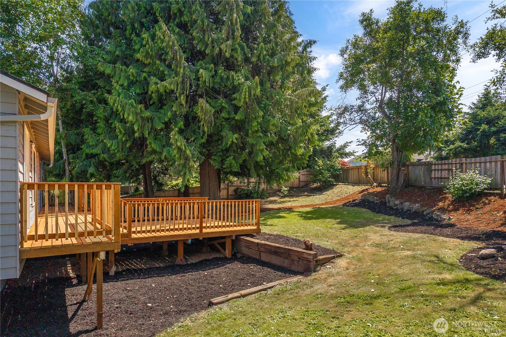 Big, private yard with mature landscaping
