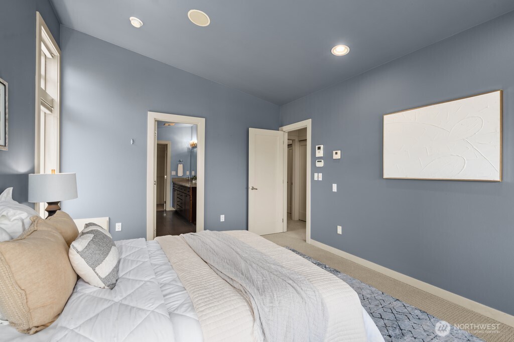 Vaulted ceilings in the upstairs bedroom