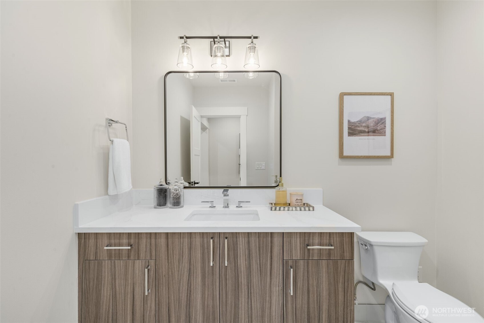Second powder room for bonus room guests.