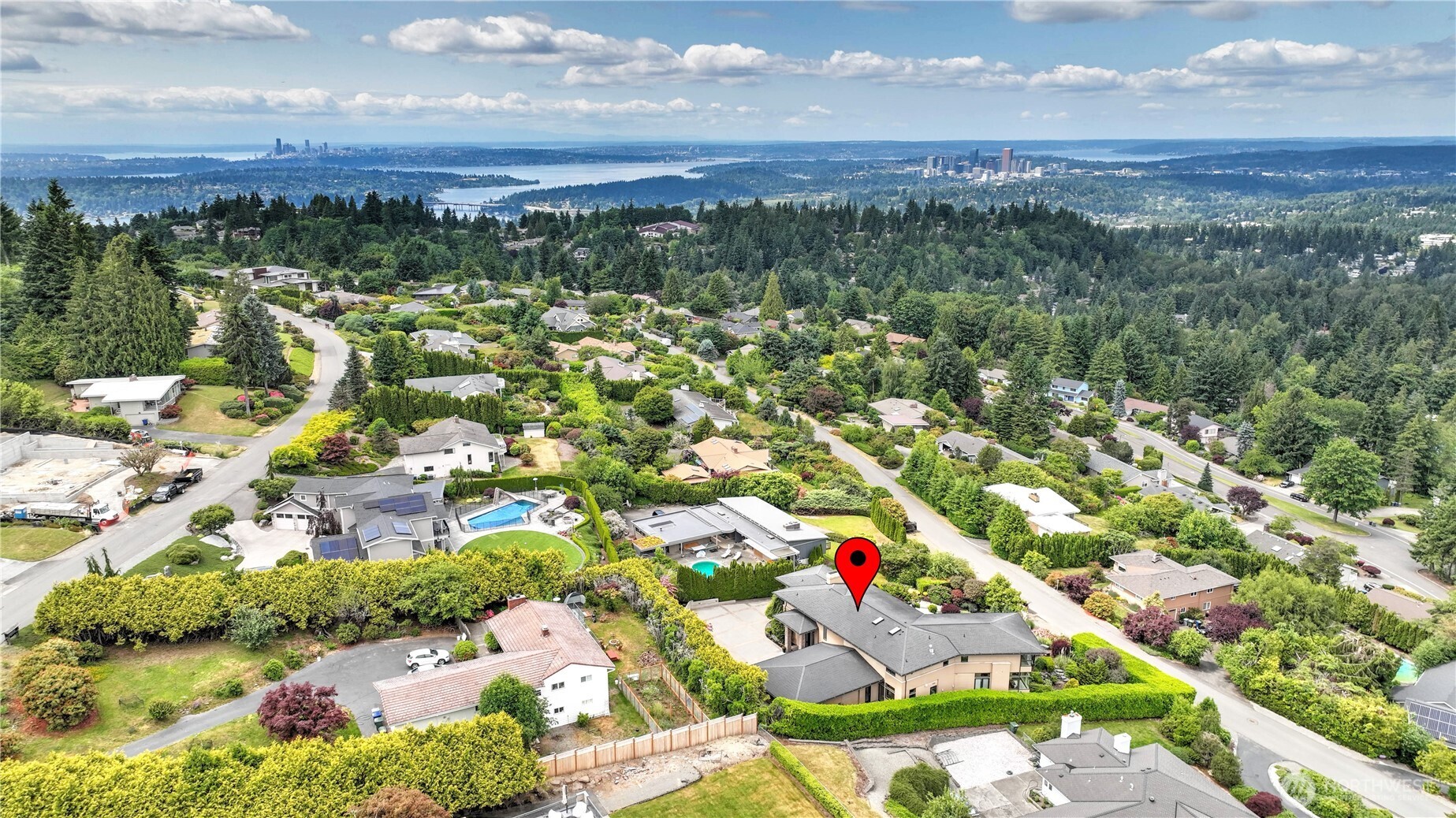 Perfectly situated just minutes from Bellevue’s vibrant downtown, I-90, and 405, this architectural gem offers seamless access to premier amenities, shopping, dining, and top-rated Bellevue schools—including Spiritridge Elementary, Tillicum Middle, and Newport High.