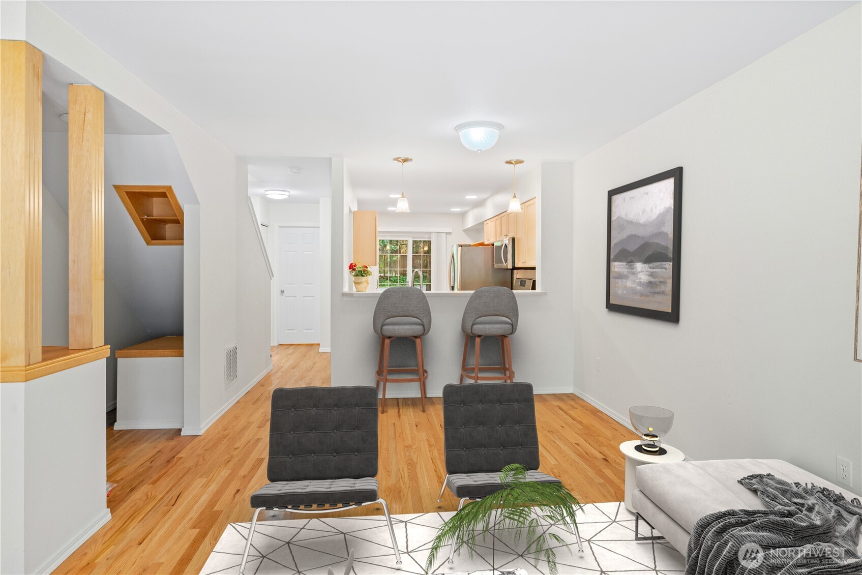 living room facing to kitchen