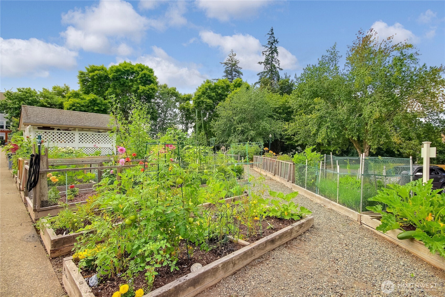 Pea Patch garden. Just a short walk from the building.