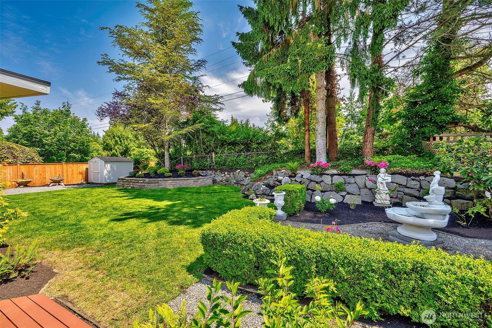 Garden in level backyard