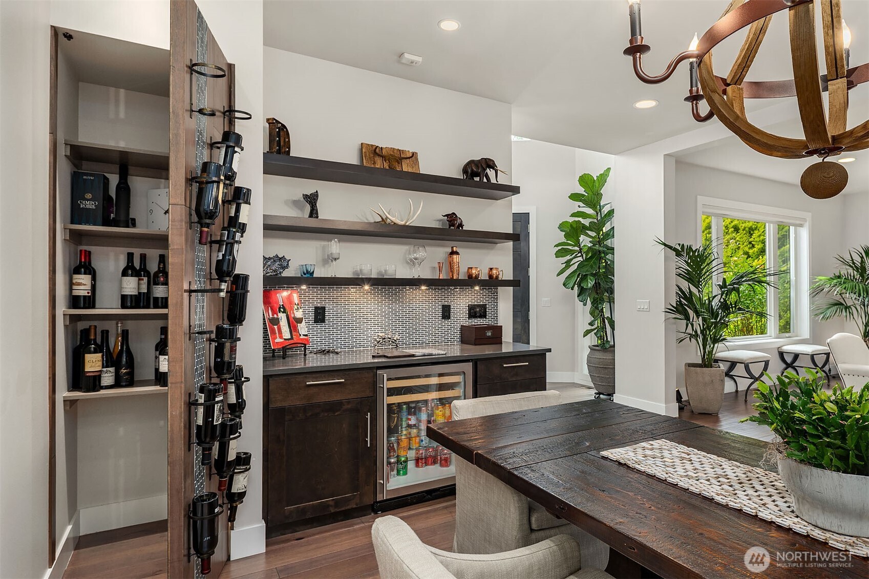 Beverage center with wine wall/closet