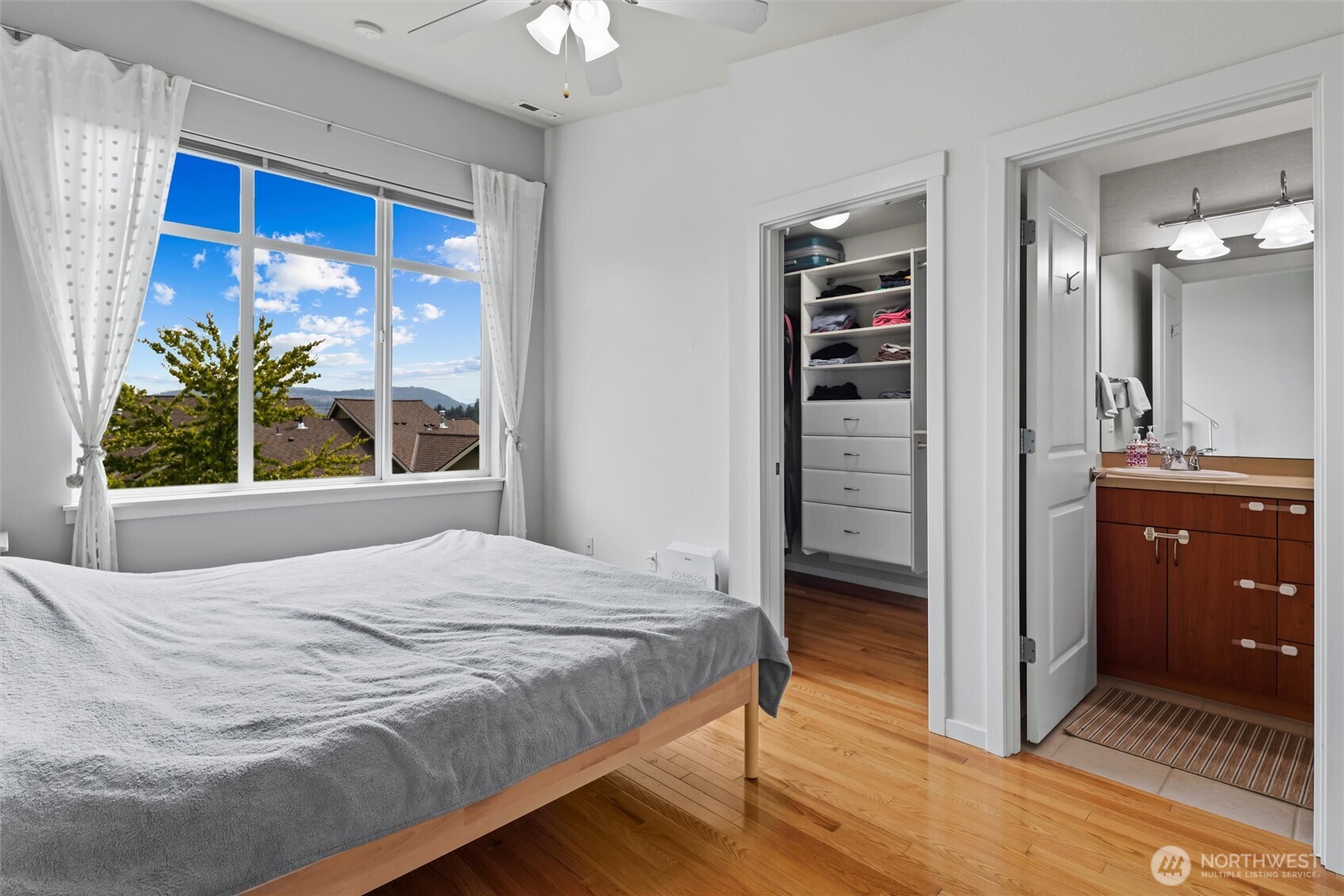 Looking toward ensuite bath and walk-in closet