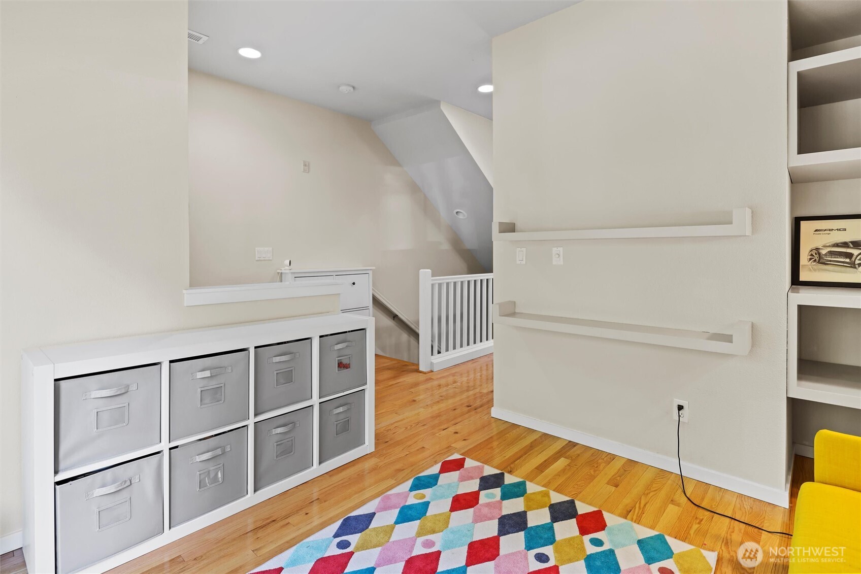 Built-in shelving for convenience