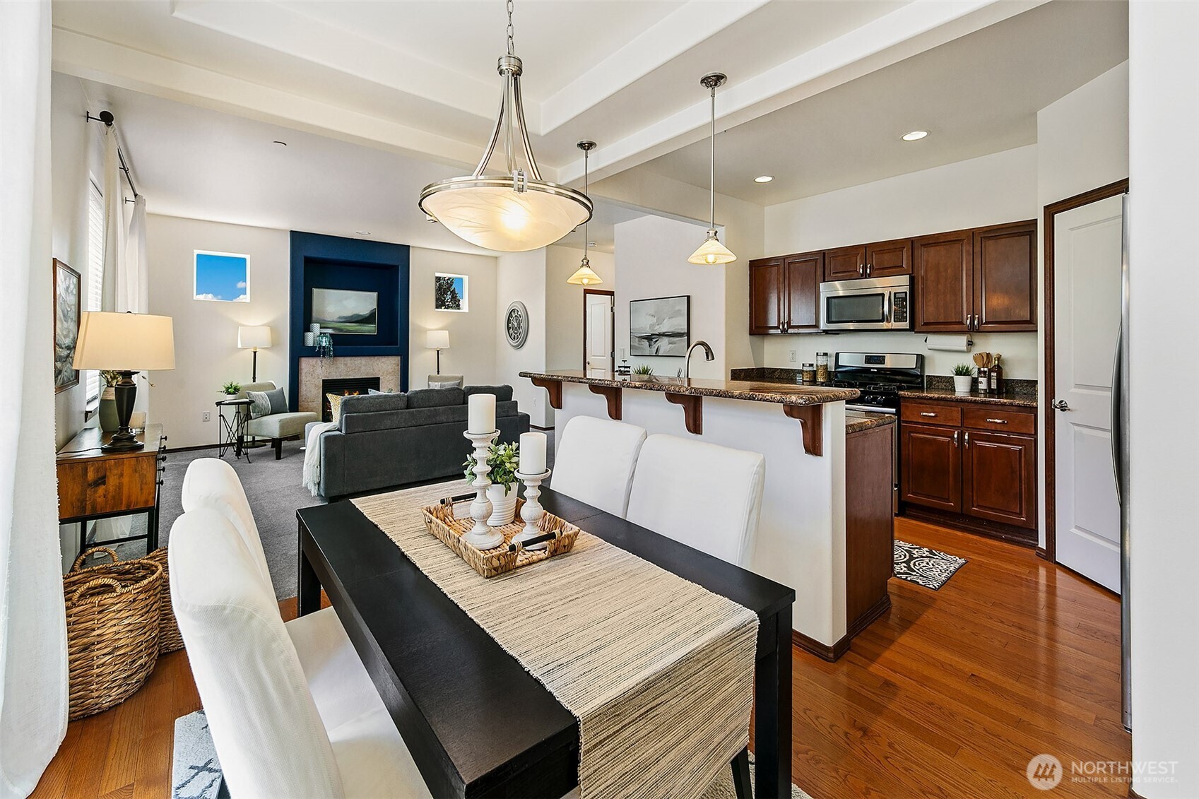 Gorgeous hardwoods in dining room